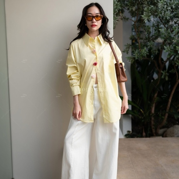 Tops - Yellow Button-Up Shirt